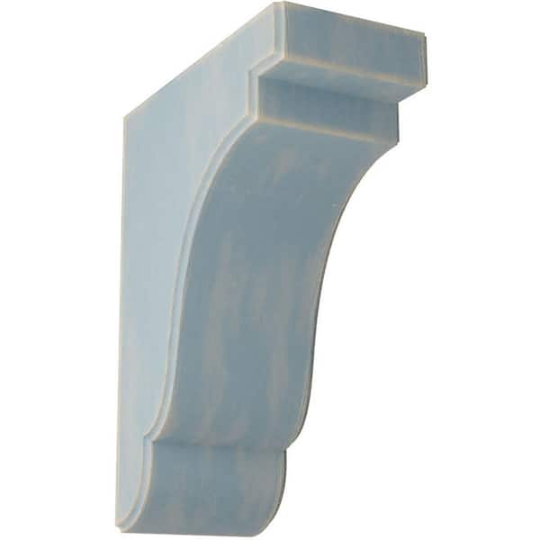 Ekena Millwork 3-1/2 in. x 9-1/2 in. x 7-1/4 in. Driftwood Blue Bedford Wood Vintage Decor Bracket