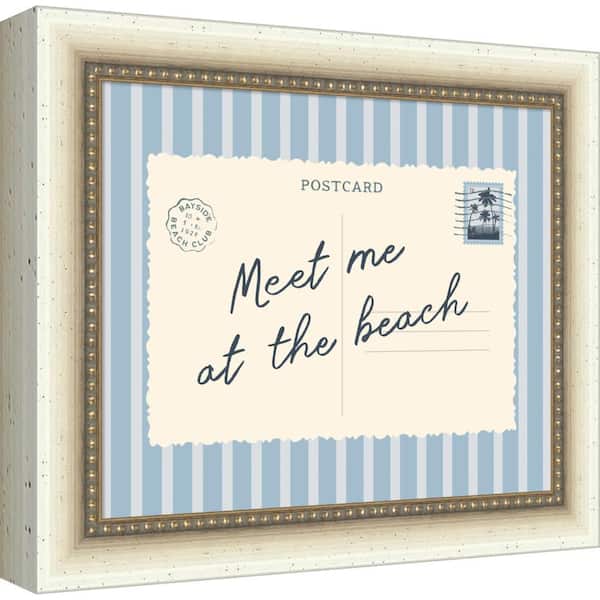 Belmont "Meet Me at the Beach Postcard" by Lucky Guava Words Framed Art Print 10 in. x 12 in.