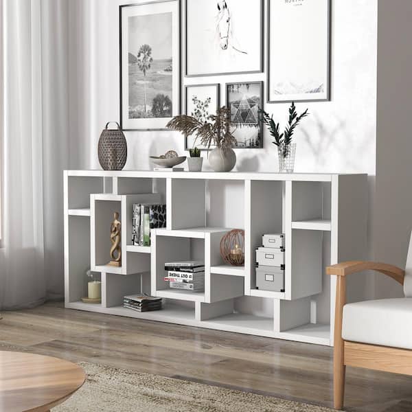 Furniture of America Elaina 71 in. White 11-shelf Standard Cube Bookcase