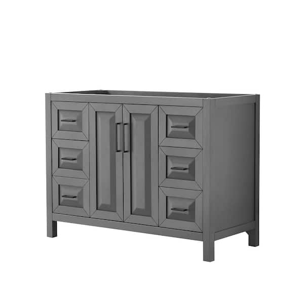 Wyndham Collection Daria 47 in. W x 21.5 in. D x 35 in. H Single Bath Vanity Cabinet without Top in Dark Gray