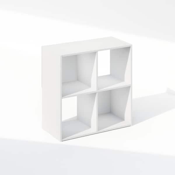 Furinno 23.8 in. Tall White Wood 4-Shelf Cube Bookcase