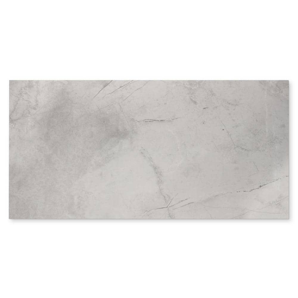 Pierre 12x24 Light Grey Polished Porcelain Wall and Floor Tile