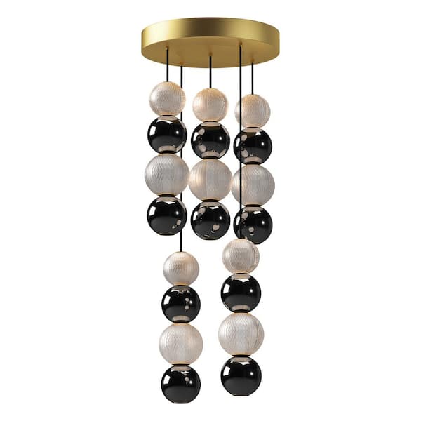 ALORA Onyx 5 Head 1 Light 45-Watt Natural Brass Integrated LED Pendant Light