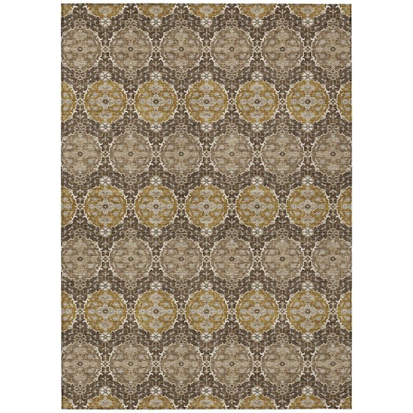 Chantille Machine Washable Indoor/Outdoor Abstract ACN2918 Chocolate 10 ft. x 14 ft. Area Rug