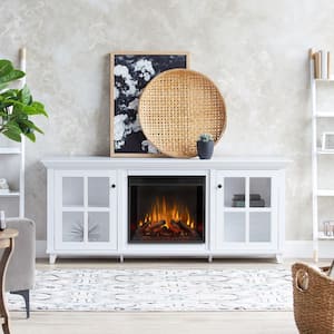 Norwell 73 in. Freestanding Wooden Electric Fireplace TV Stand in White