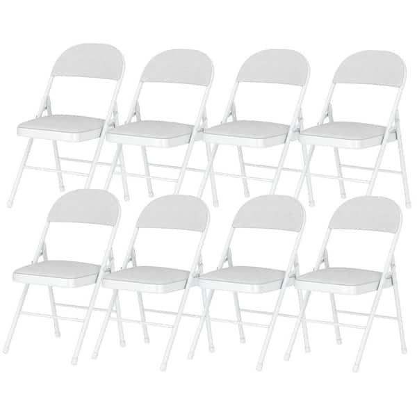 8-Pack Padded Folding Chairs with Cushioned Seat Steel Frame Folding Card Table Chairs Set for Indoor/Outdoor Gray