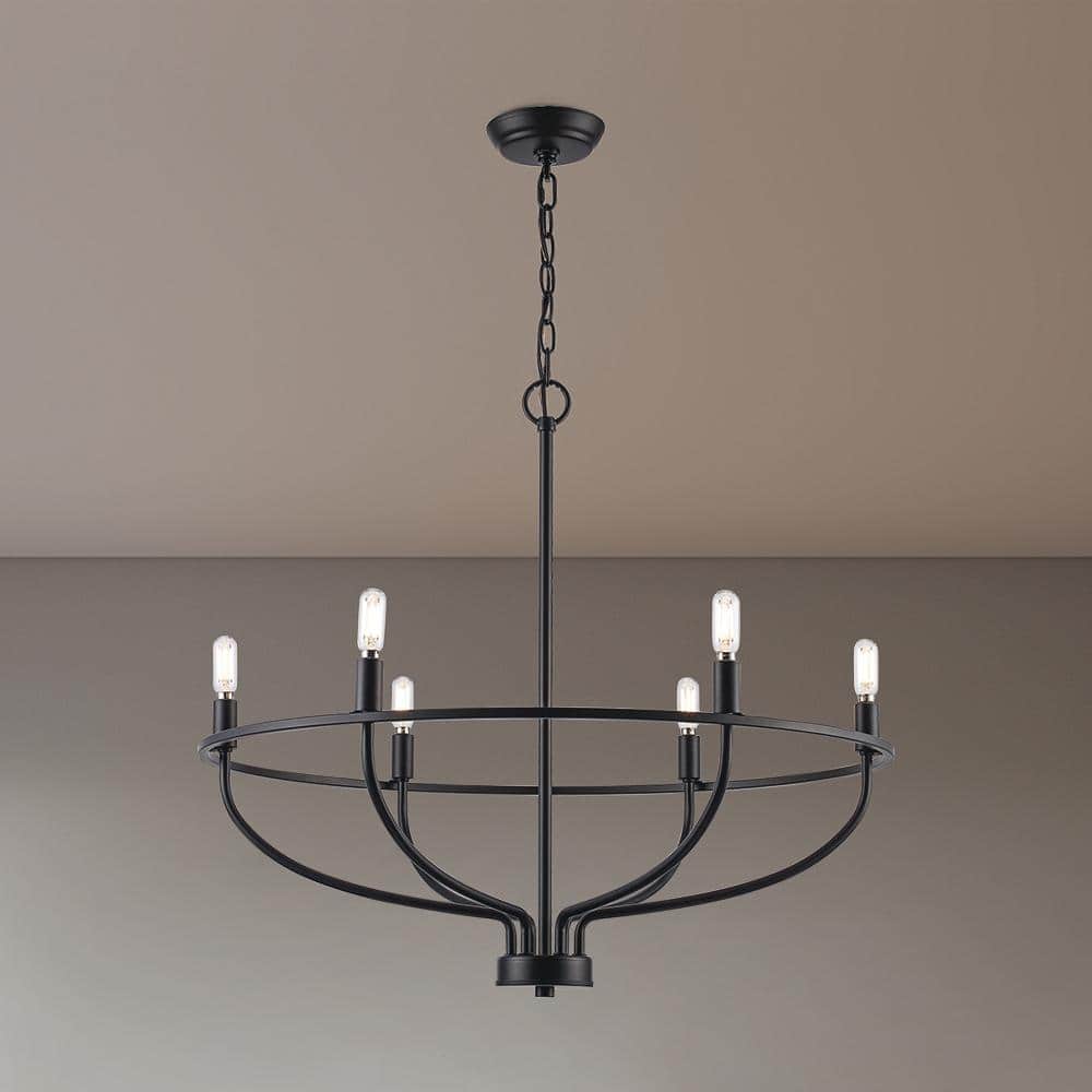 Monteaux Lighting 6-Light Black Round Candle Chandelier Light