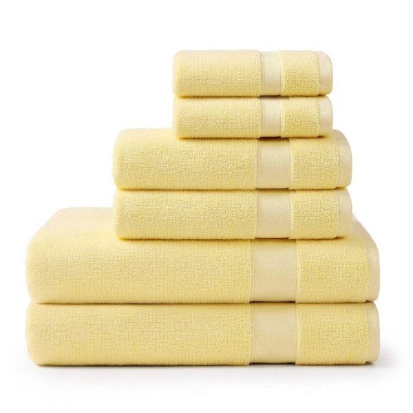 Pineapple Bay 6-Piece Canary Yellow Cotton Dobby Bath Towel Set