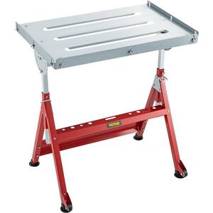 Welding Bench 31 in. x 23 in. Welding Table 1.1 in. Slots Adjustable Angle Height with Casters Retractable Guide Rails