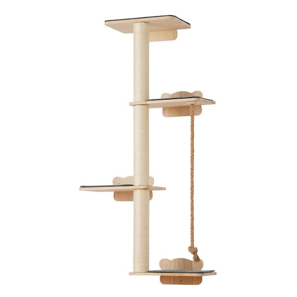 VEVOR 4 Tiers Tall Cat Tree, Cat Wall Furniture Set with 4 Jumping Boards, Wall-Mounted Cat Floating Shelf up to 40 lbs.