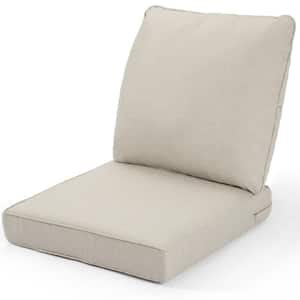 Beige  24 in. x  24 in. Outdoor Removable Sunbrella Couch Seat/Back Cushion with Tie, Water-Resistant