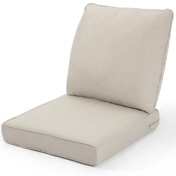 Beige 24 in. x 24 in. Outdoor Removable Sunbrella Couch Seat Back Cushion with Tie Water Resistant 10078901BG The Home Depot