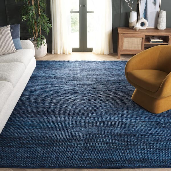 Natura 9 ft. x 12 ft. Navy/Blue Textured Solid Area Rug