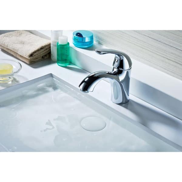 Clavier Series Single Hole Single-Handle Mid-Arc Bathroom Faucet in Polished Chrome