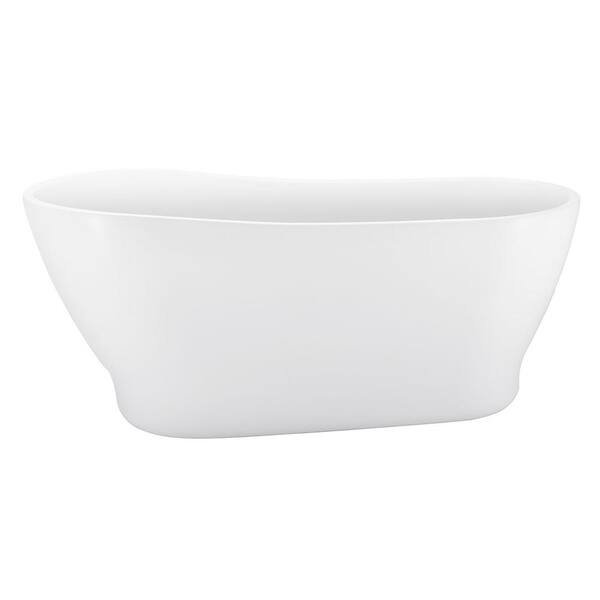 JimsMaison 63 in. W. x 32 in. Acrylic Soaking Bathtub with Left Drain in White
