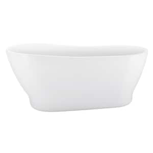 59 in. x 28 in. Acrylic Soaking Bathtub with Left Drain in White