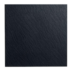 Slate Design 19.69 in. x 19.69 in. Black Dry Back Rubber Tile Flooring
