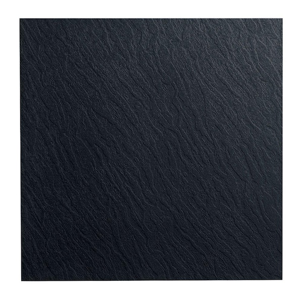 ROPPE Slate Design 19.69 in. x 19.69 in. Black Dry Back Rubber Tile Flooring