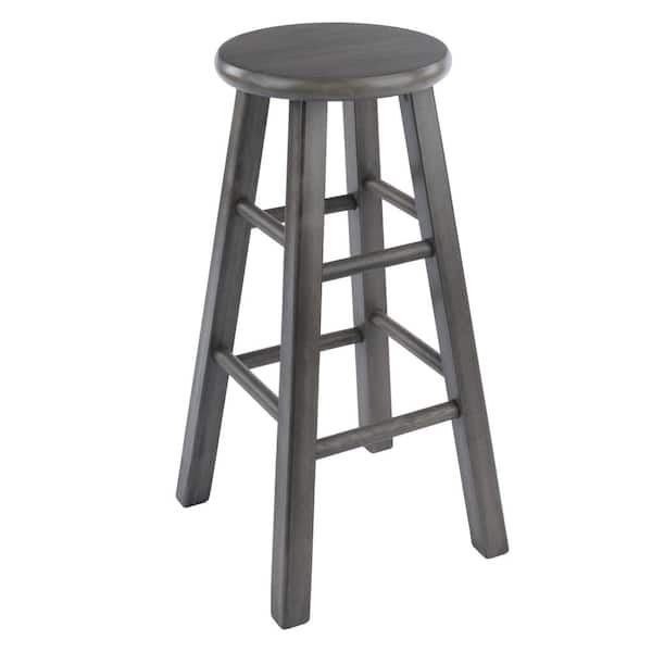 WINSOME WOOD Ivy 24 in. Rustic Gray Solid Wood Frame Counter Stool