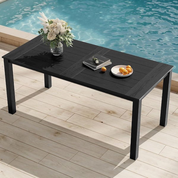 glass top rectangular patio dining table with umbrella hole Giantex for for 4-6 Person, Outdoor Table 1.5 Hole, Tempered Tabletop, Sturdy Steel Frame, 55 x 35 x 28 : Patio, Lawn & Garden allowing for a shaded retreat during sunny afternoons Rectangular Glass Metal Patio Table
