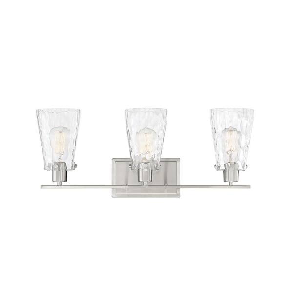 Filament Design Satin Nickel Vanity Light with Clear Water Shades