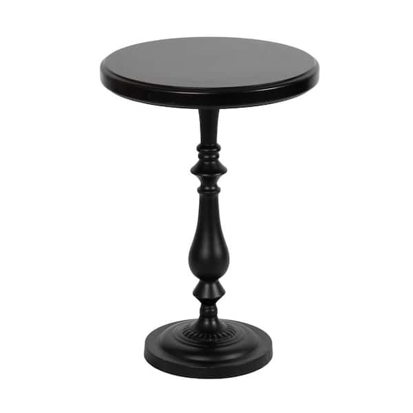 Kate and Laurel Wixley 18.00 in. Black Round Wood Veneer/MDF End Table