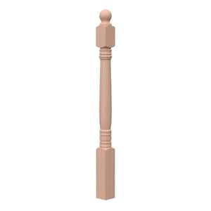 Stair Parts 4500 48 in. x 3-1/2 in. Unfinished Red Oak Ball Top Newel Post for Stair Remodel