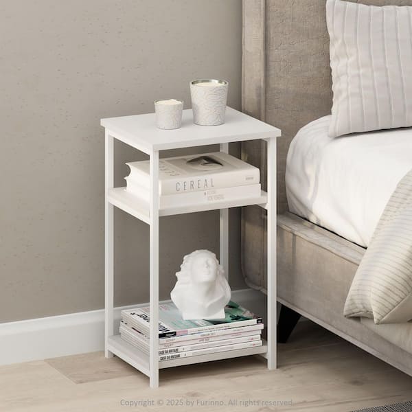 Furinno Simplistic White/White 13.39 in. W Nightstand