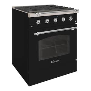 CLASSICO 30 in. 4 Burner Freestanding Single Oven Gas Range with Gas Stove and Gas Oven in Black Stainless Steel