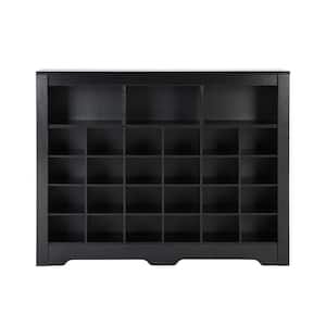 35 in. H x45.2 in. W Black Wood Shoe Storage Cabinet, 20 Cubby Console for Hallway, Bedroom