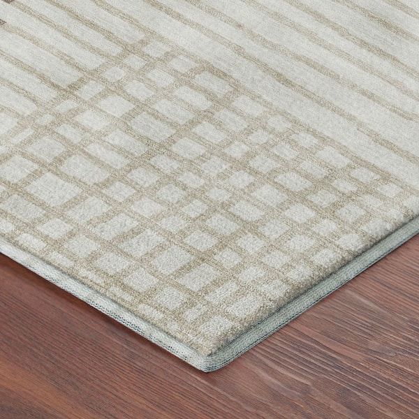 Mayfield Premium Machine Washable Abstract AMF2270 Ivory 9 ft. x 12 ft. Area Rug