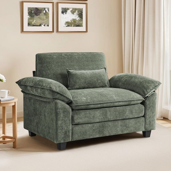 【gren by M】 CAT　アンクレット OrangeOne Yumi Modern Large Gray Green Chenille Fabric Armchair