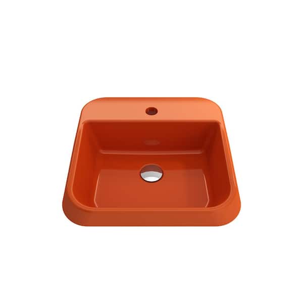 BOCCHI Firenze 19.75 in. Fireclay Square 1-Hole Vessel Sink in Orange