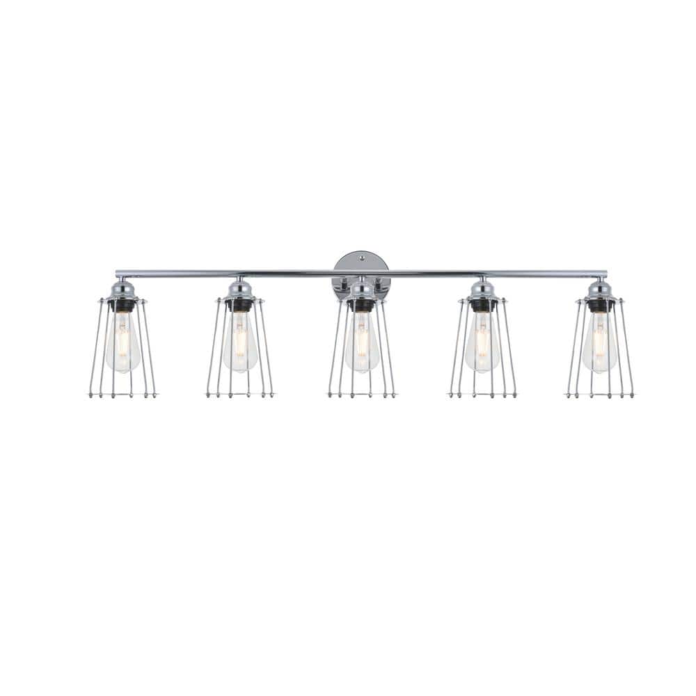 Timeless Home Alma 41.5 in. W x 11.4 in. H 5-Light Chrome Wall Sconce