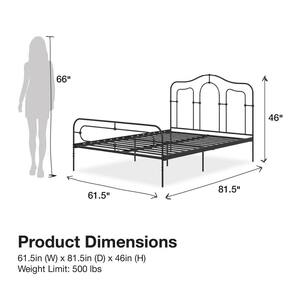 Primrose Black Metal Queen Size Bed Frame
