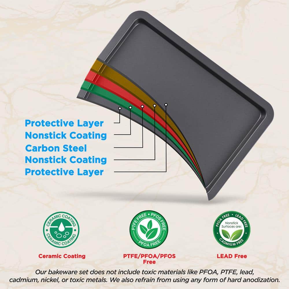 NutriChef Black Carbon Steel Non-Stick Cookie Sheet Set