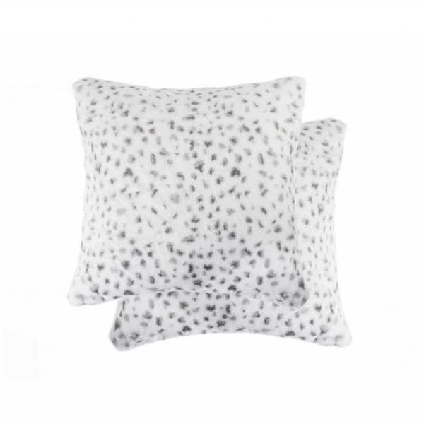 HomeRoots Josephine White Animal Print Cotton 18 in. x 18 in. Throw Pillow (Set of 2)