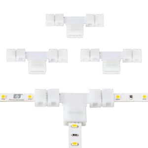 SureLock Pro White LED 2-Pin Strip Light Tape to Tape T Connector Channel Connector (4-Pack)