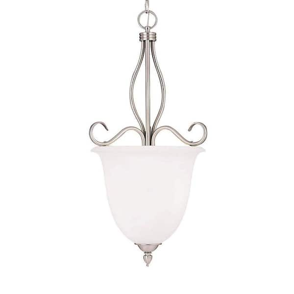 Illumine 2-Light Pewter Pendant with White Faux Alabaster Glass