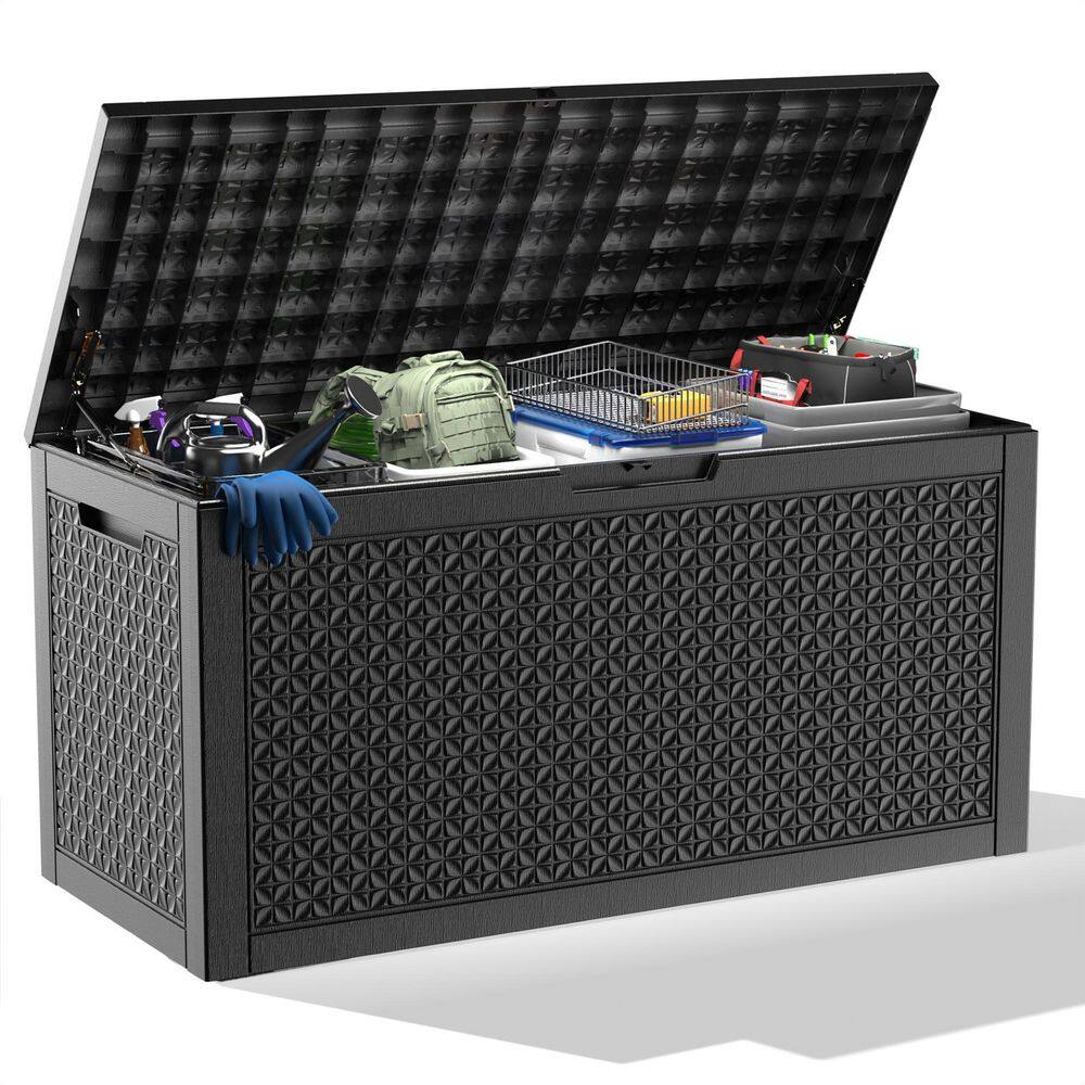 100 Gallon Black Waterproof Resin Deck Box for Patio Cushions, Gardening Tools, Accessories price history on PriceWatchPro