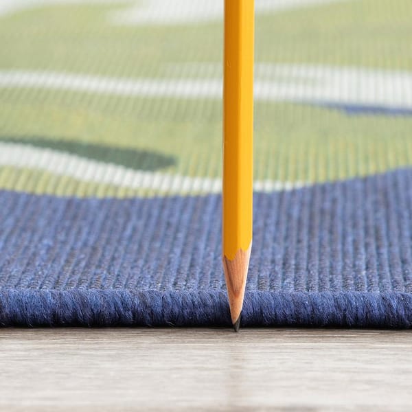 Stunning Blue 8 ft. x 10 ft. Floral Indoor/Outdoor Area Rug