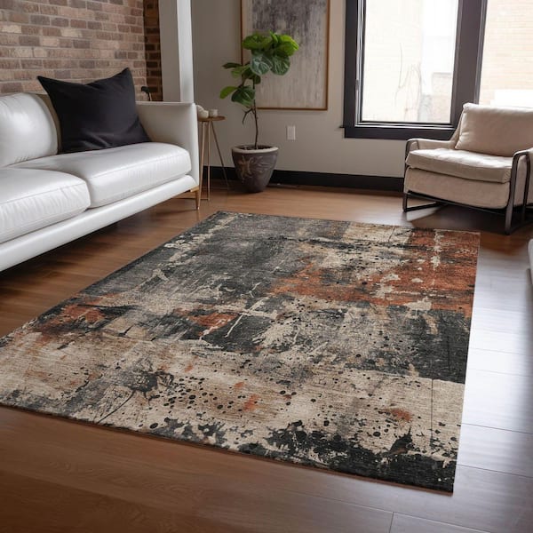 Chantille Machine Washable Indoor/Outdoor Abstract ACN1839 Taupe 9 ft. x 12 ft. Accent Rug