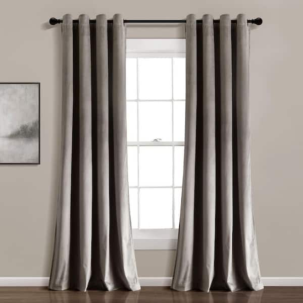 HOMEBOUTIQUE Prima Velvet Solid Gray Polyester 52 in. W x 84 in. W 100% Lined Grommet Blackout Curtain (Single Panel)
