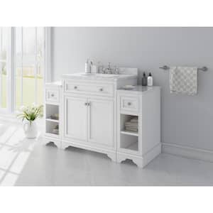 Mornington 54 in. W x 21 in. D x 38 in. H Single Bath Vanity in White with Marble Vanity Top in White with White Sink