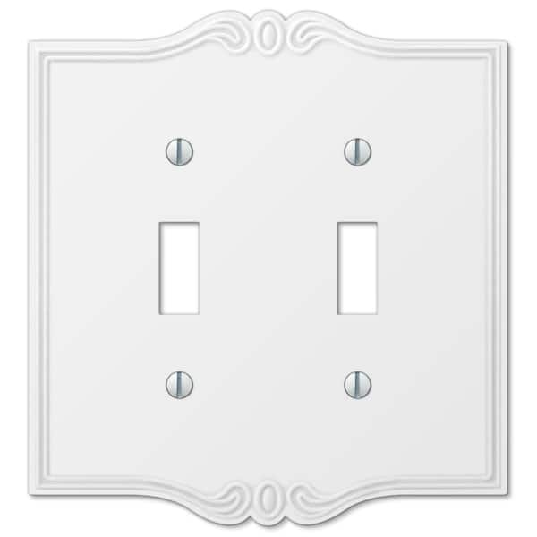 AMERELLE Charleston 2 Gang Toggle Composite Wall Plate - White