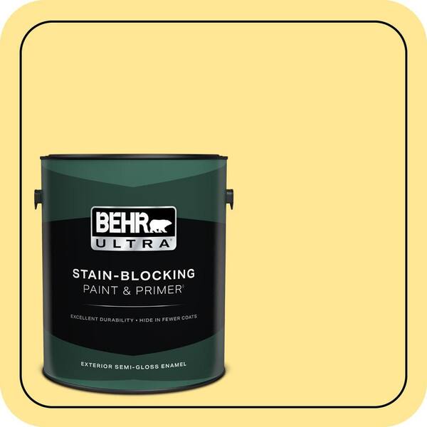 1 gal. #390B-4 Chilled Lemonade Semi-Gloss Enamel Exterior Paint & Primer