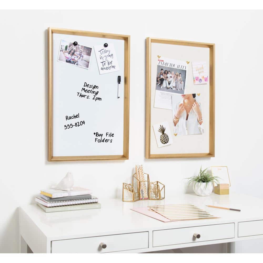 Gold Framed Magnetic Dry Erase Board, 16.5 x 25.5