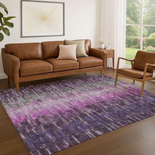 Chantille Machine Washable Indoor/Outdoor Abstract ACN2318 Eggplant 9 ft. x 12 ft. Area Rug