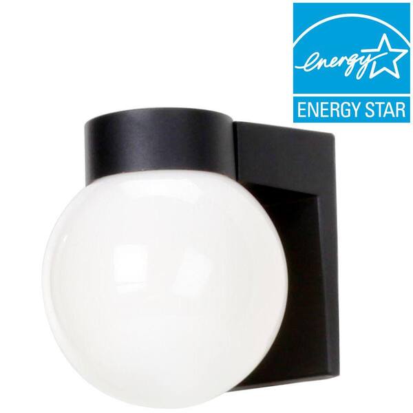 Efficient Lighting Simplicity Wall-Mount Outdoor Powder-Coat Black Sconce with Bulbs-DISCONTINUED
