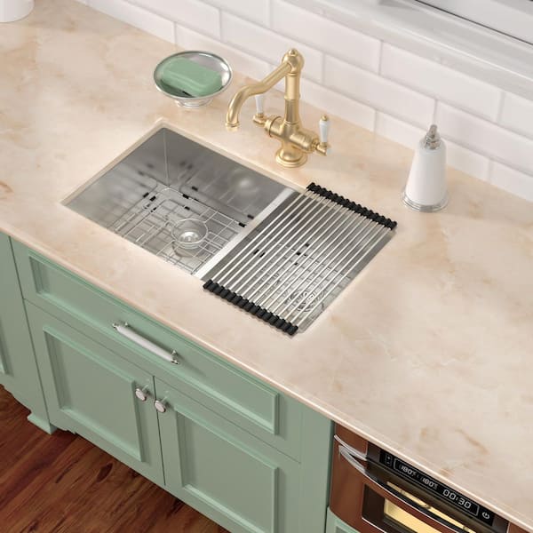 Sarlai 28 in. Undermount 50/50 Double Bowl Low-Divide 16